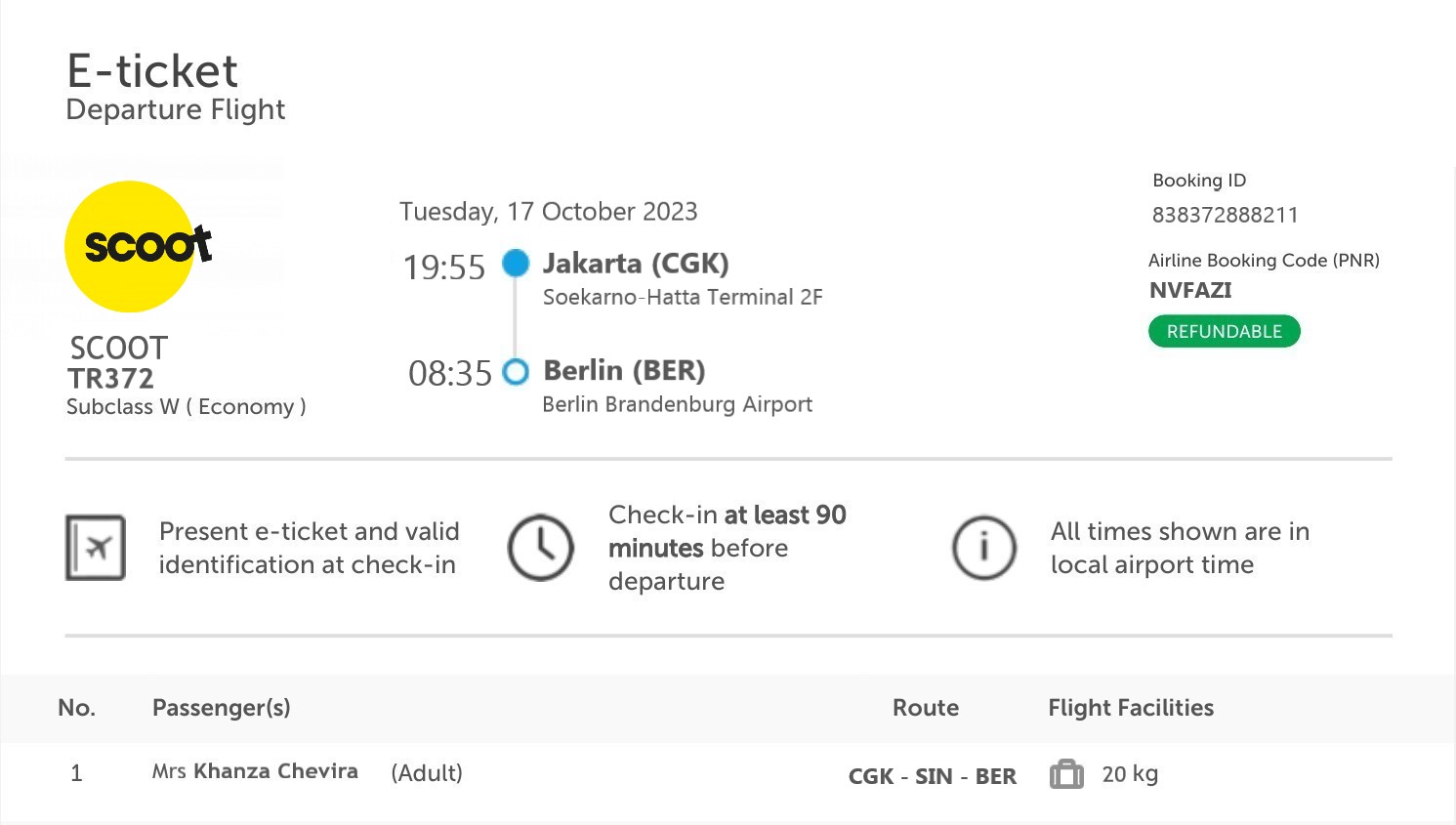 foto tiket pesawat ke Jerman
